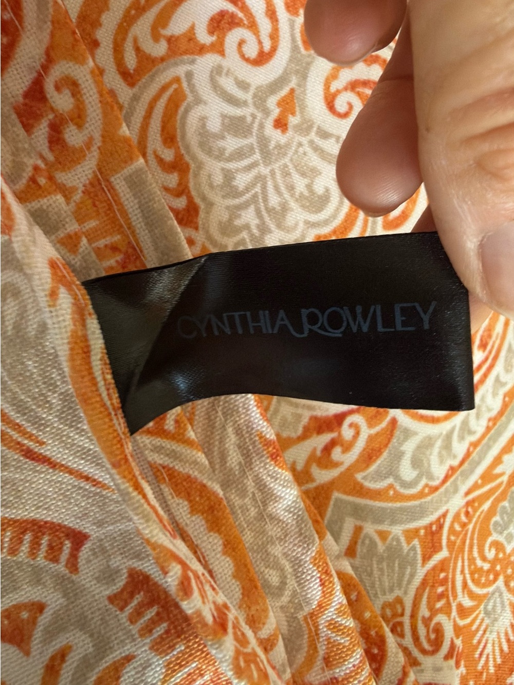 🍊☀️ Cynthia Rowley Orange & Taupe Large Rectangle Tablecloth ☀️🍂